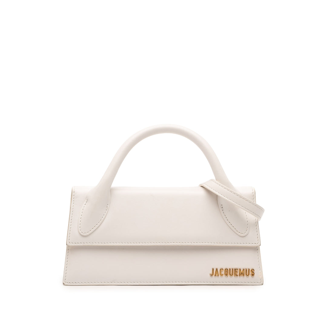 Jacquemus Sac à main Le Chiquito Long Cuir de veau lisse Blanc – vue principale – GABY PARIS