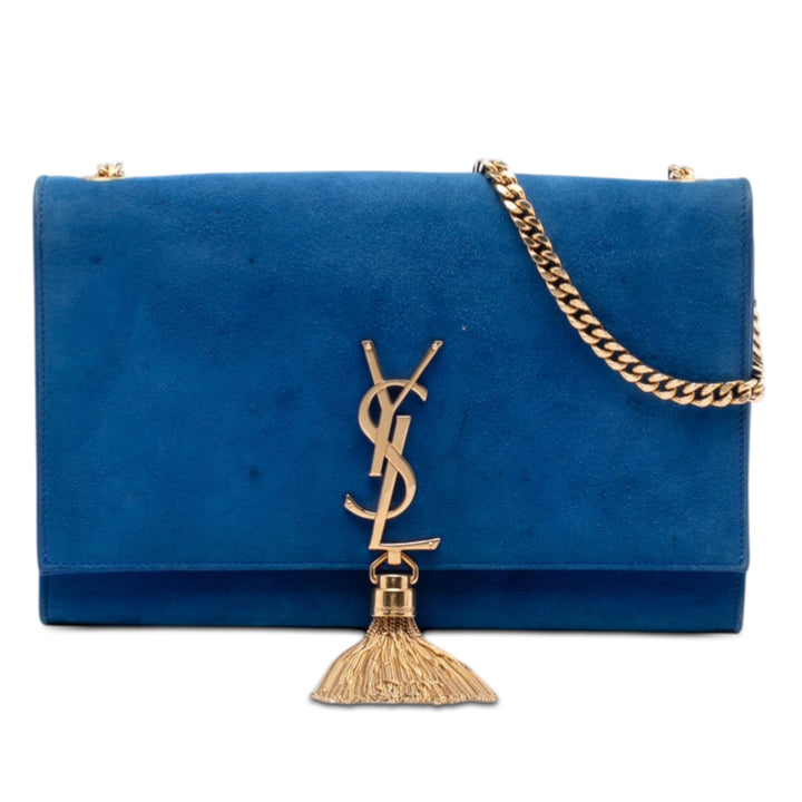 Saint Laurent Medium Daim Monogram Kate Pompon Sac porté croisé