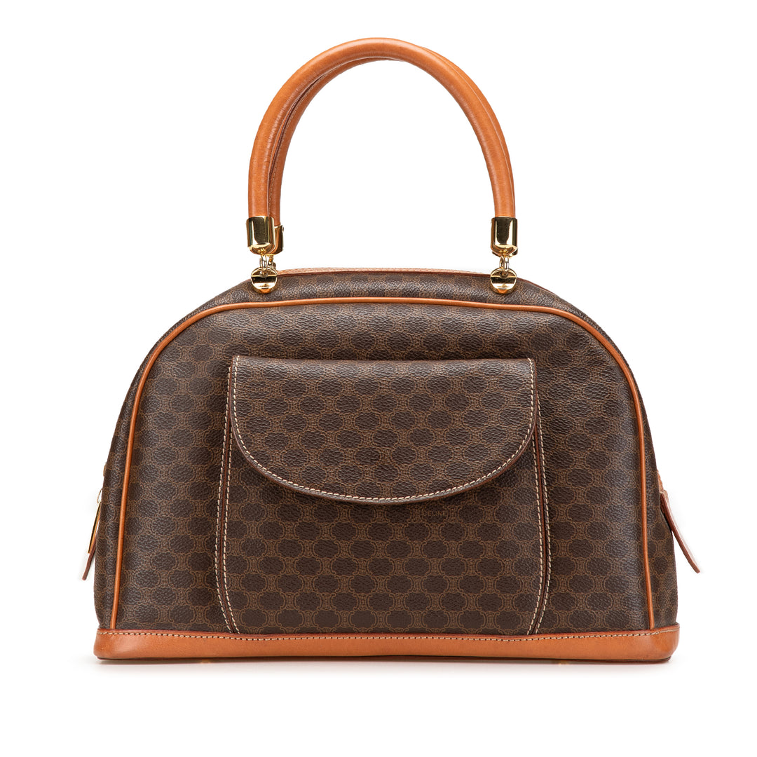 Macadam Coated Canvas Handbag Brown - Gaby Paris