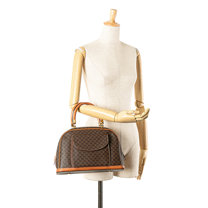 Macadam Coated Canvas Handbag Brown - Gaby Paris