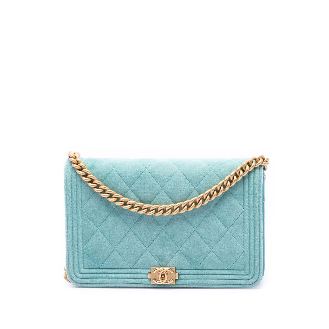 Chanel Matelassé Velours Boy Wallet on Chain
