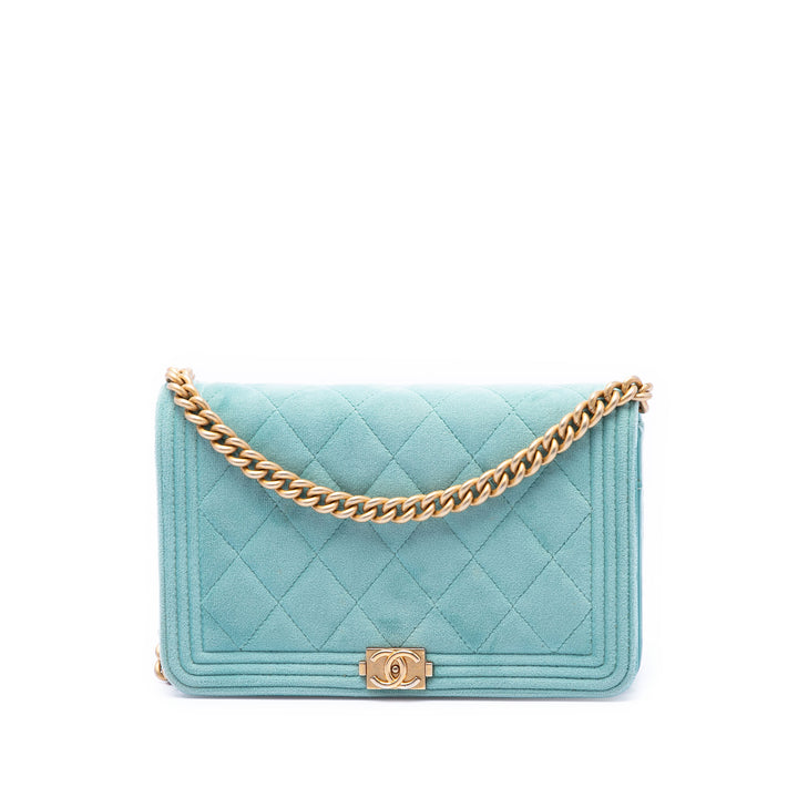 Chanel Matelassé Velours Boy Wallet on Chain