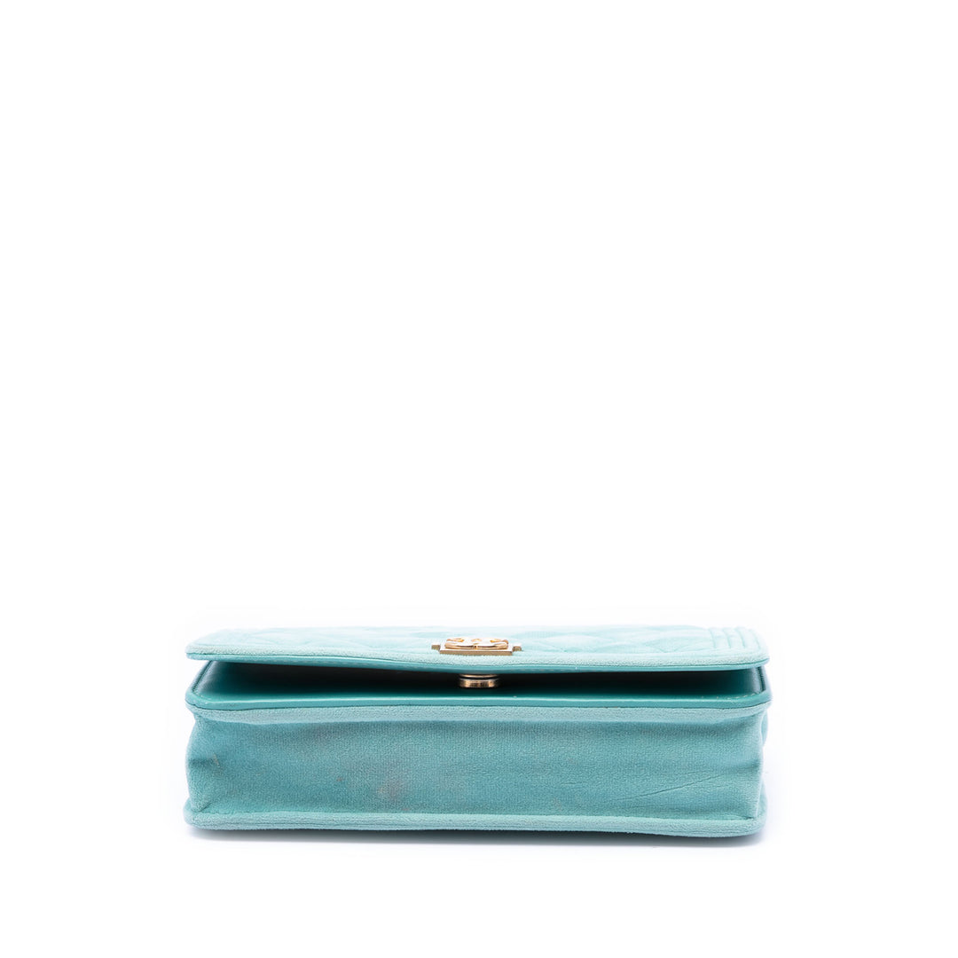 Chanel Matelassé Velours Boy Wallet on Chain