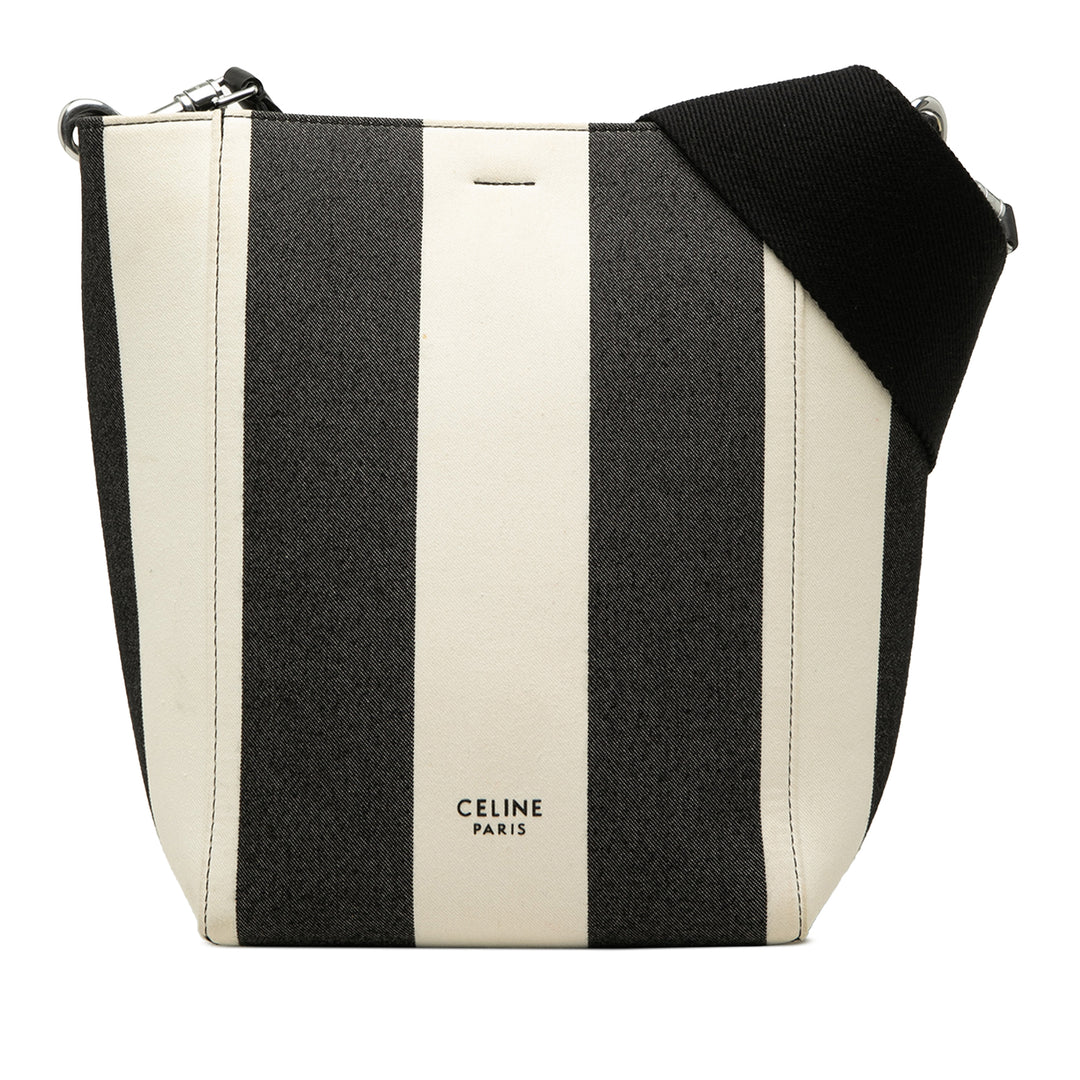 Celine Sac seau Rayé Seau Sangle Petit Noir – vue principale – GABY PARIS