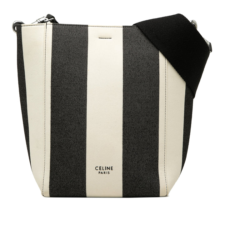 Celine Sac seau Rayé Seau Sangle Petit Noir – vue principale – GABY PARIS
