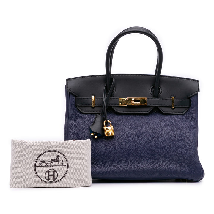 Hermès Clemence and Sombrero Verso Birkin Retourne 30 Bleu