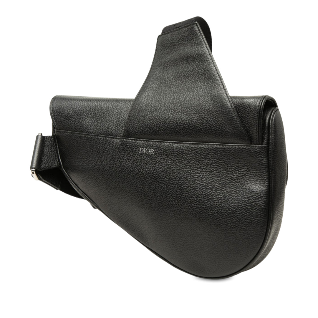 grainé Saddle Sac Cuir de veau grainé Noir