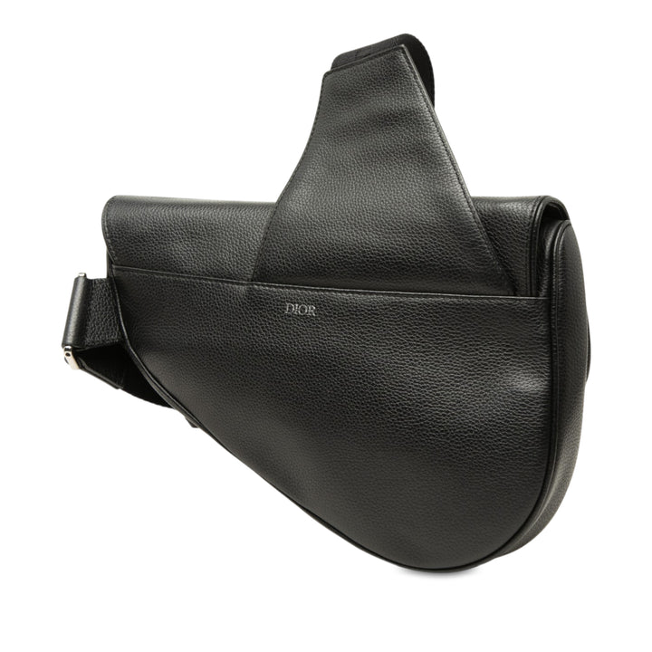 grainé Saddle Sac Cuir de veau grainé Noir