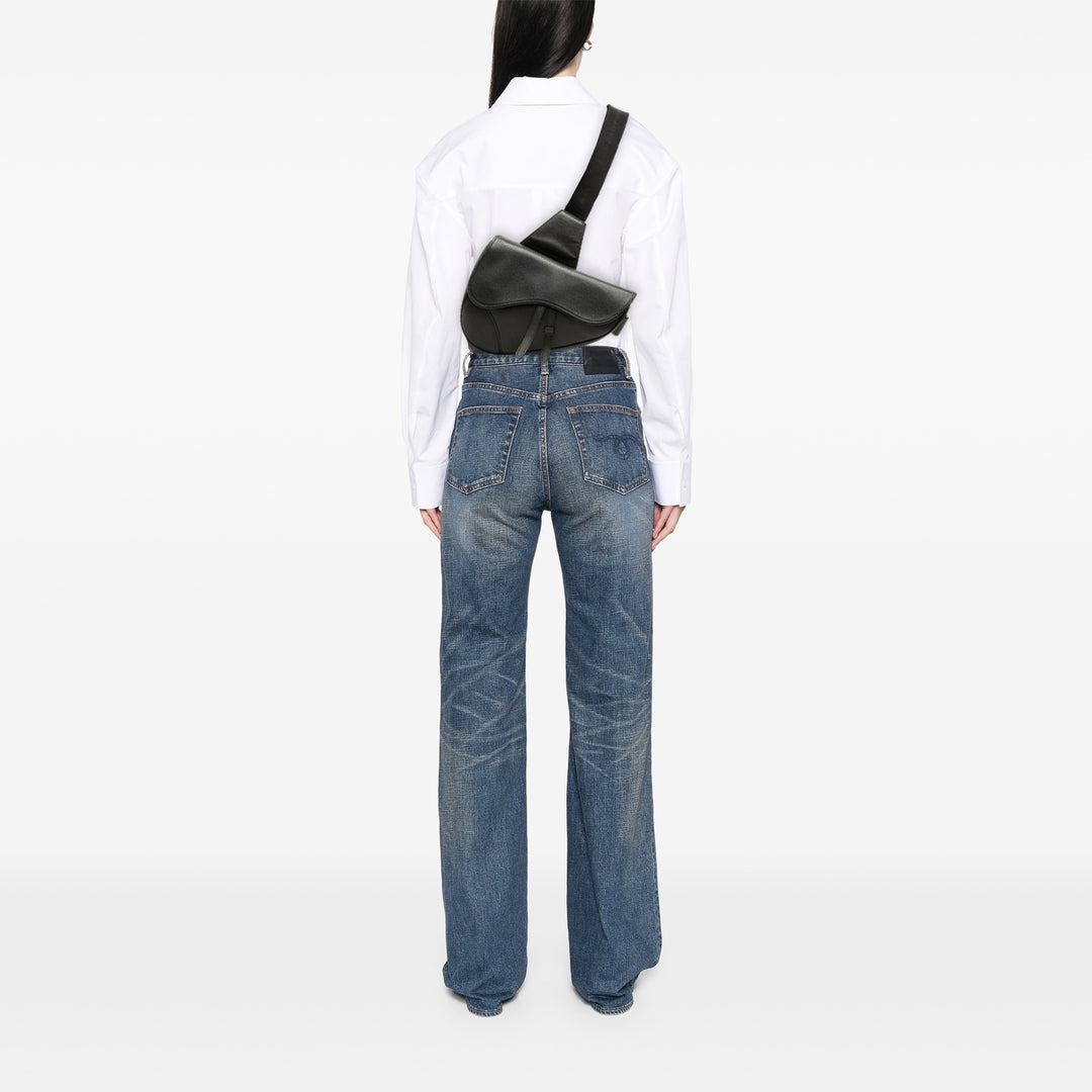 grainé Saddle Sac Cuir de veau grainé Noir