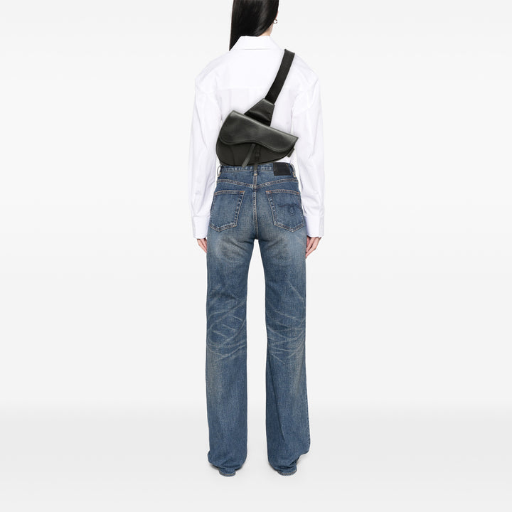 grainé Saddle Sac Cuir de veau grainé Noir