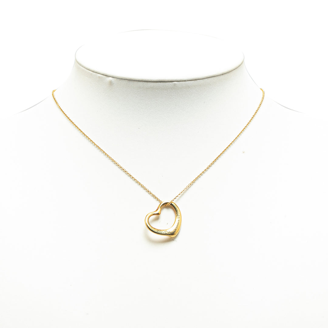 Elsa Peretti 18K Open Heart Pendant Necklace Gold - Gaby Paris