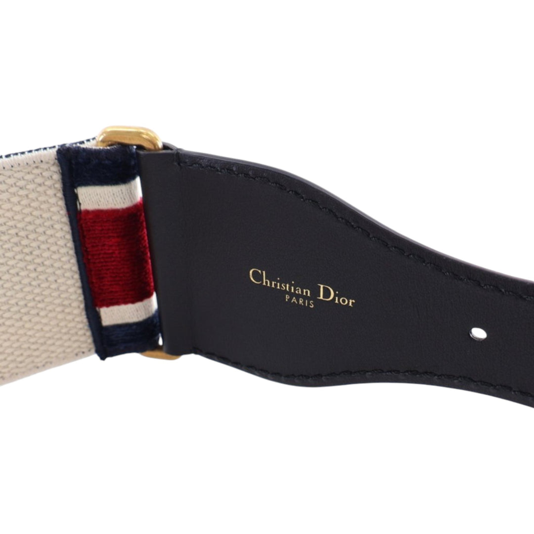 Dior Cuir et brodé Toile Wide Belt