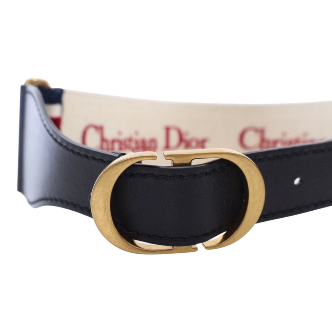Dior Cuir et brodé Toile Wide Belt