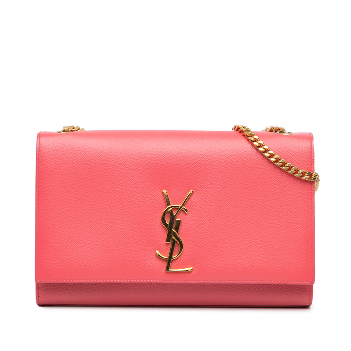 Saint Laurent Medium Grain De Poudre Monogram Kate Crossbody Pink - GABY PARIS