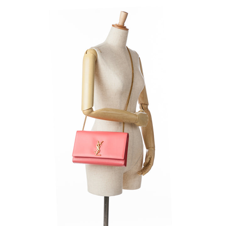 Saint Laurent Medium Grain De Poudre Monogram Kate Crossbody Pink - GABY PARIS