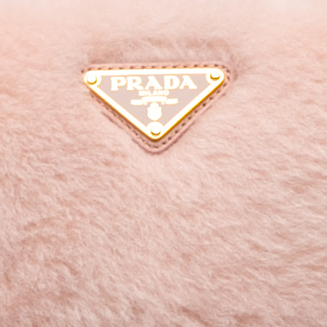 Prada Mini Shearling Triangle Satchel Pink - GABY PARIS