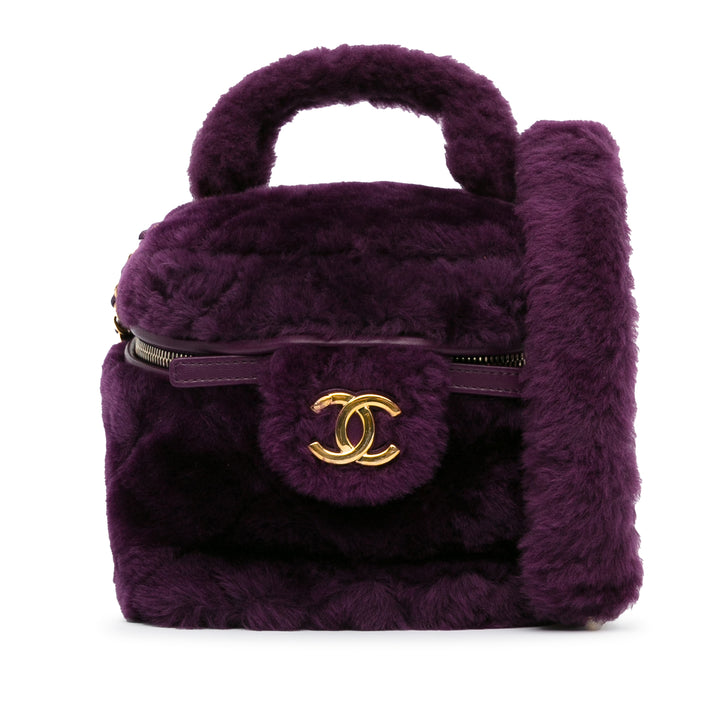 Small Quilted Shearling Vanity Case Purple - Gaby Paris