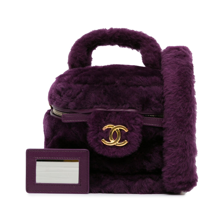 Small Quilted Shearling Vanity Case Purple - Gaby Paris