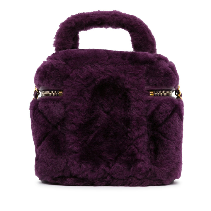 Small Quilted Shearling Vanity Case Purple - Gaby Paris