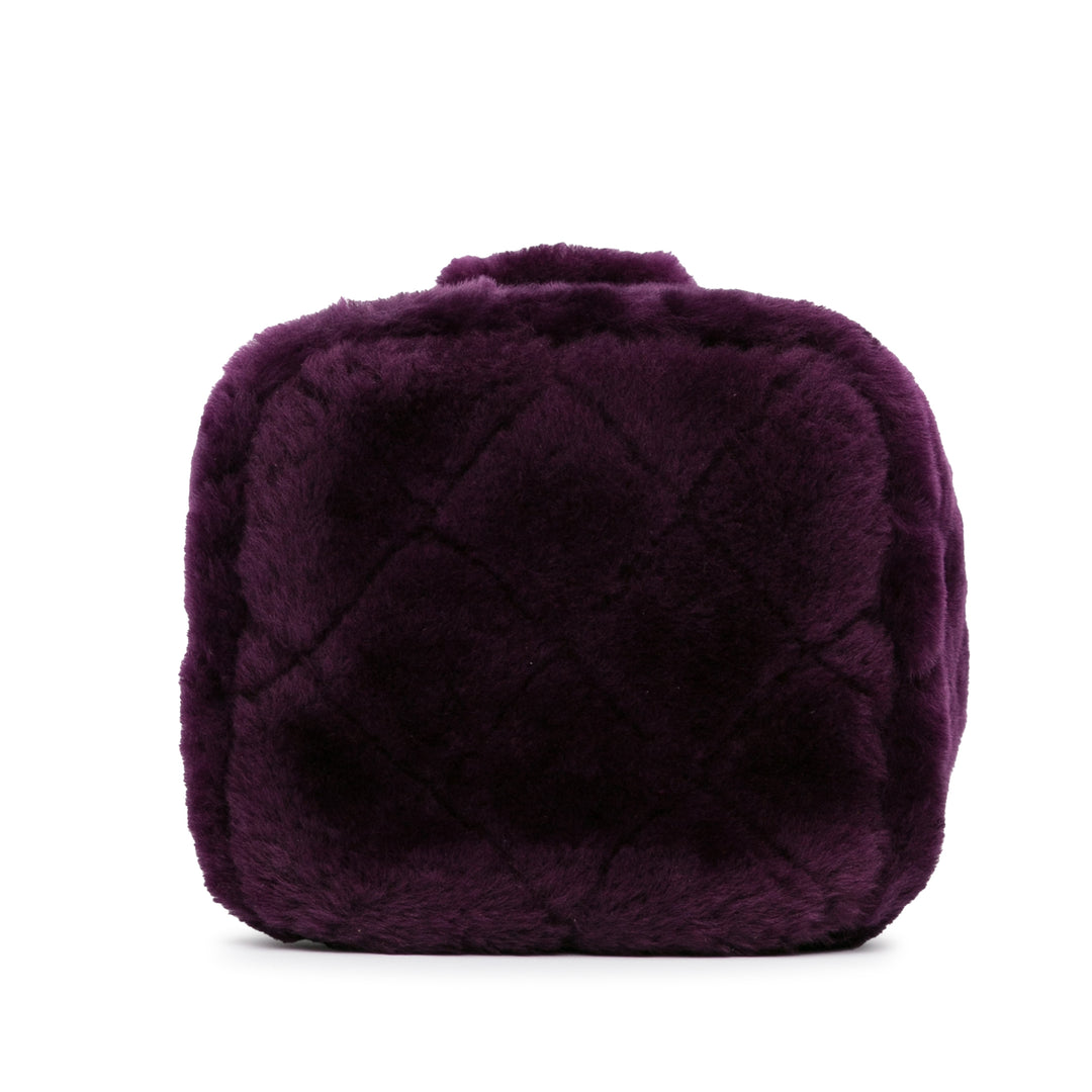 Small Quilted Shearling Vanity Case Purple - Gaby Paris