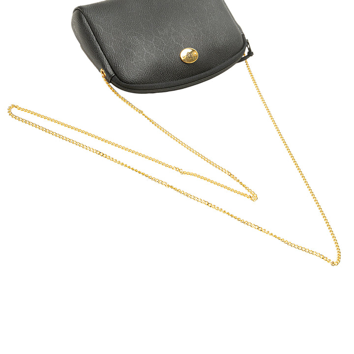 Honeycomb Coated Canvas Chain Crossbody Black - Gaby Paris