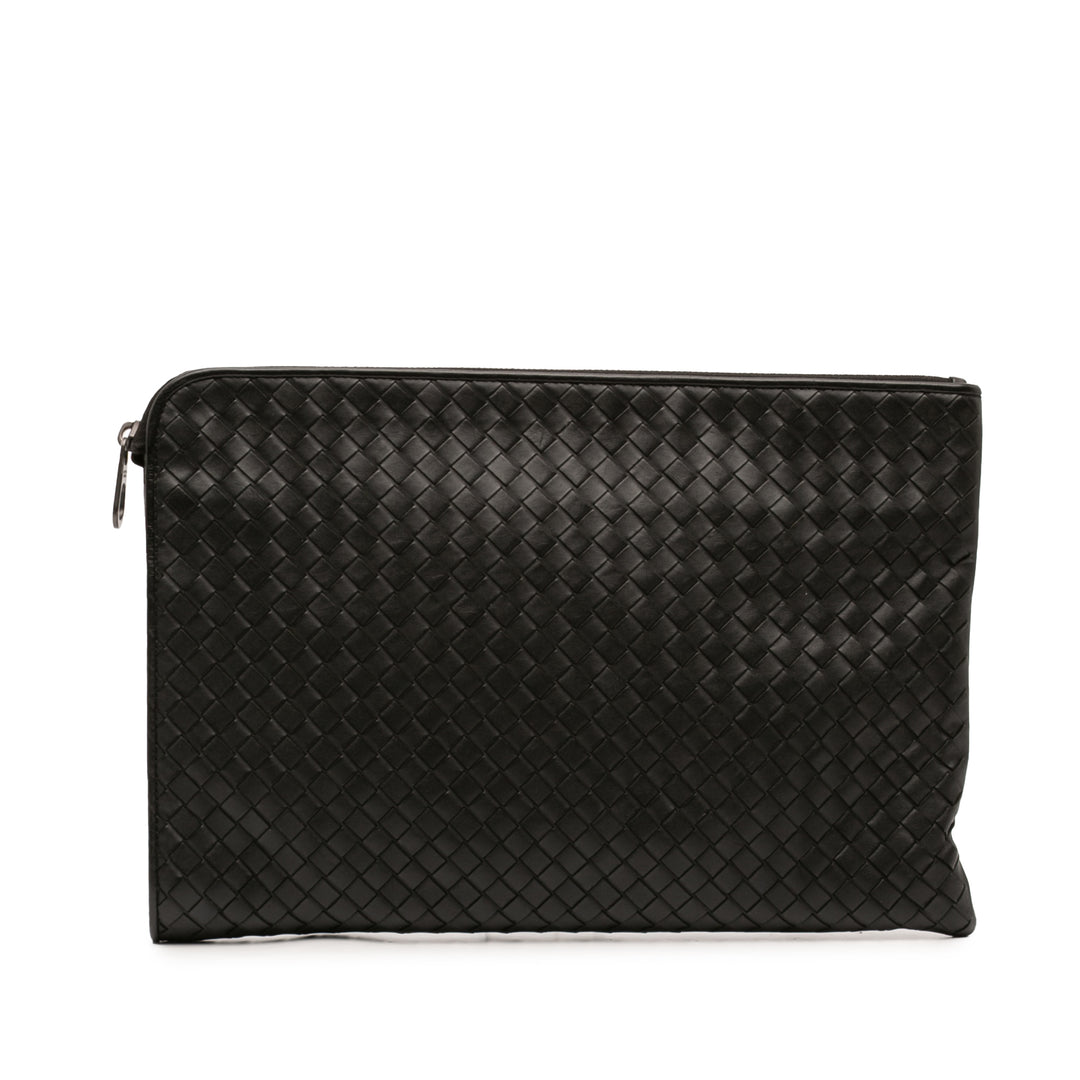 Bottega Veneta Étui Intrecciato Document nappa Moyen Noir – vue principale – GABY PARIS