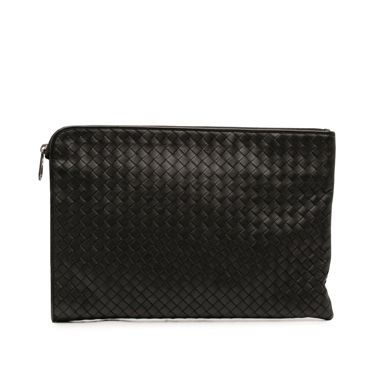 Bottega Veneta Étui Intrecciato Document nappa Moyen Noir – vue principale – GABY PARIS