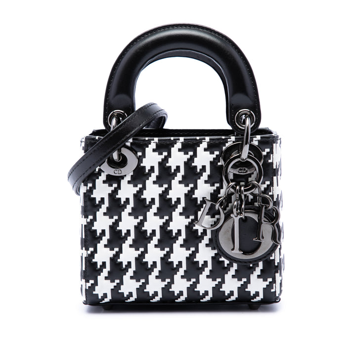 Dior Houndstooth embossé Macro Lady Dior Micro Cuir de veau Noir – vue principale – GABY PARIS