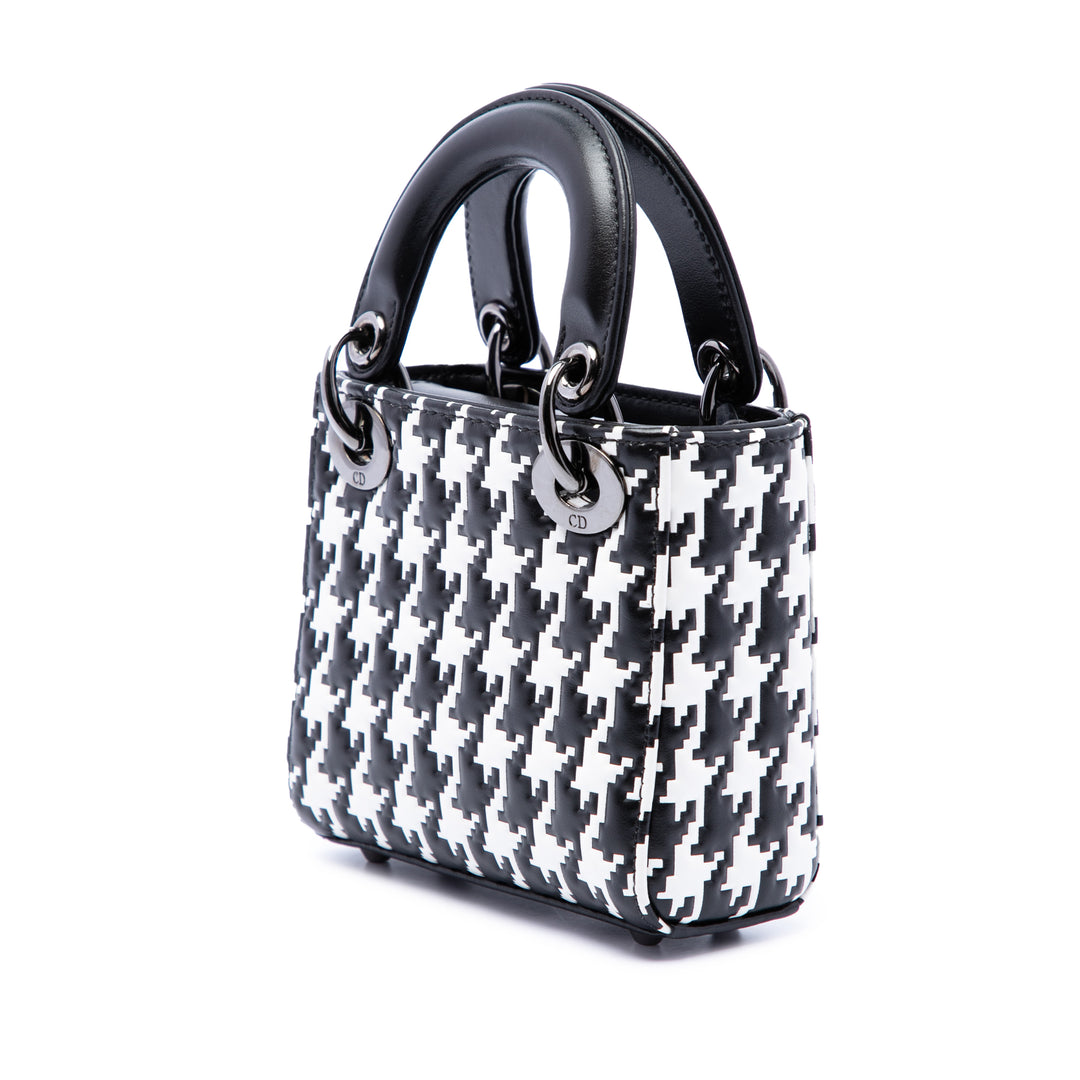 Dior Houndstooth embossé Macro Lady Dior Micro Cuir de veau Noir – vue 2 – GABY PARIS