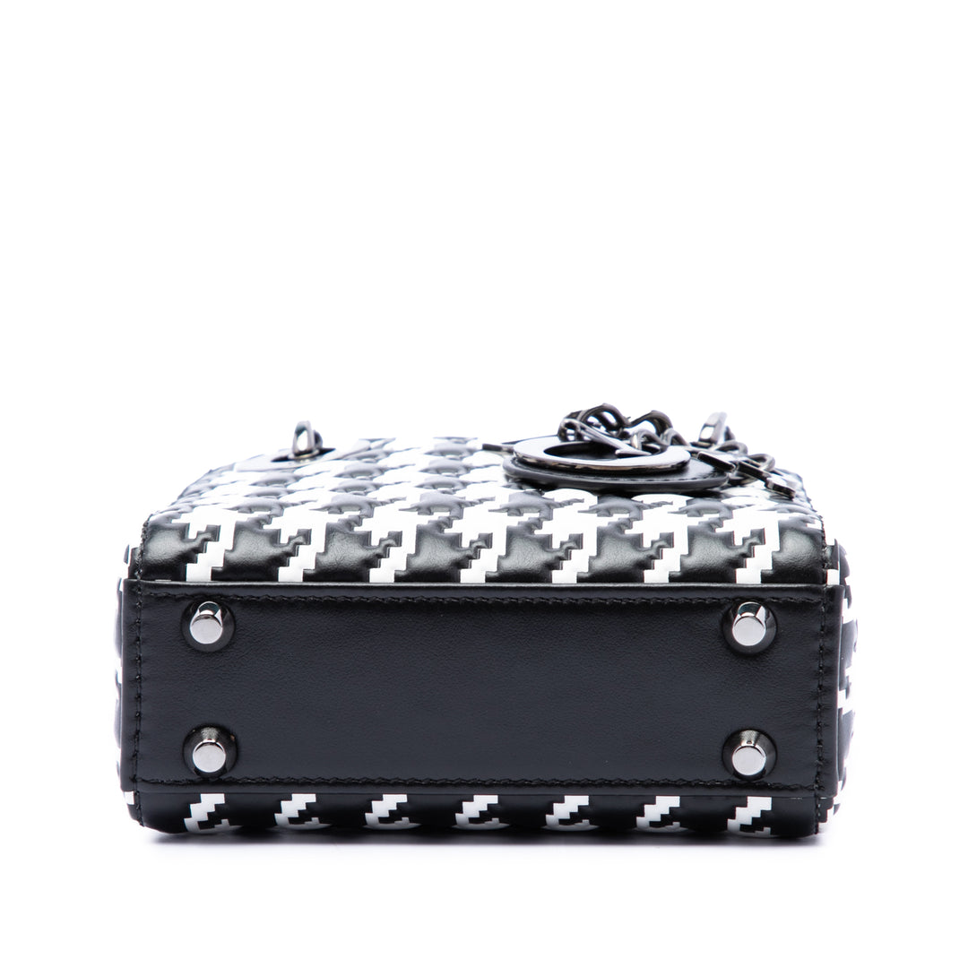 Dior Houndstooth embossé Macro Lady Dior Micro Cuir de veau Noir – vue 3 – GABY PARIS