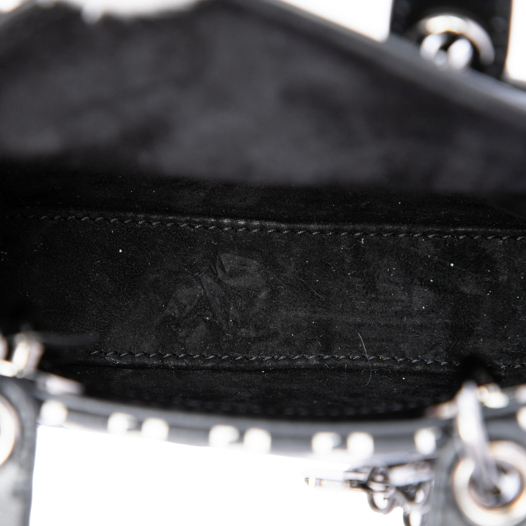 Dior Houndstooth embossé Macro Lady Dior Micro Cuir de veau Noir – vue 4 – GABY PARIS