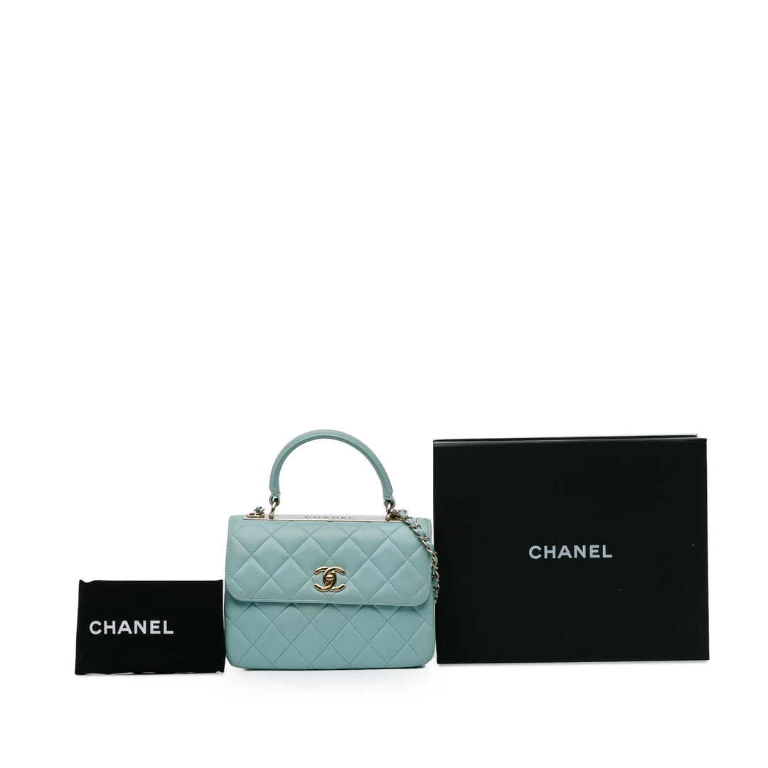 Chanel Small Quilted Cuir d’agneau Trendy CC Flap Bleu
