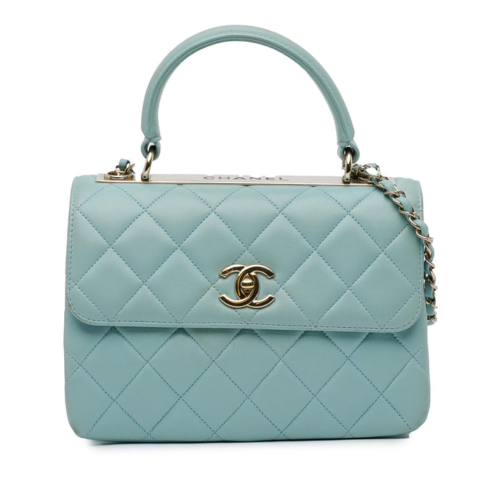 Chanel Small Quilted Cuir d’agneau Trendy CC Flap Bleu