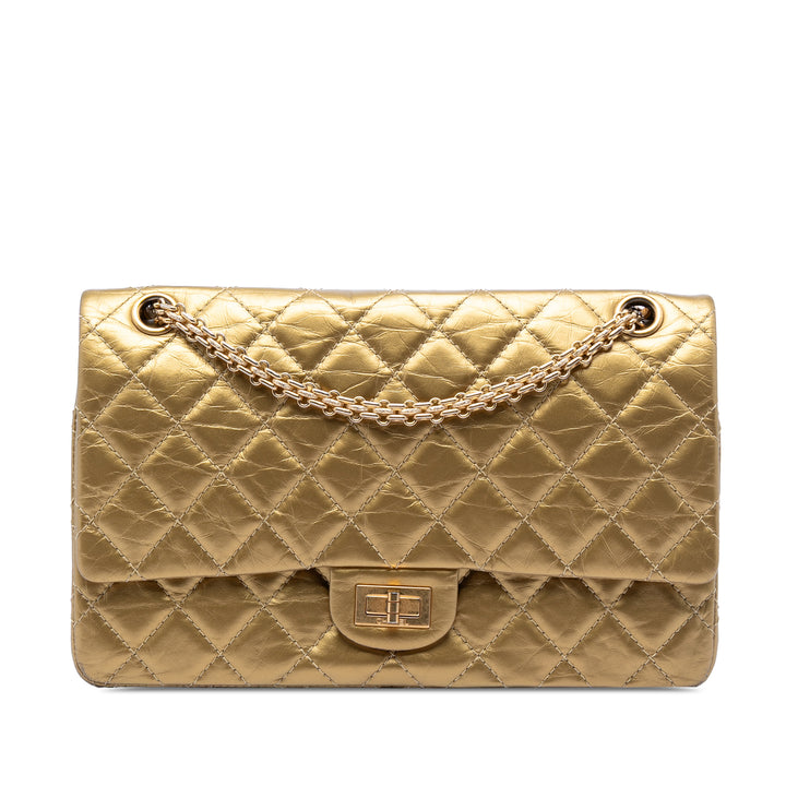 Chanel Matelassé Metallic vieilli Cuir de veau Reissue 2.55 Double rabat 226
