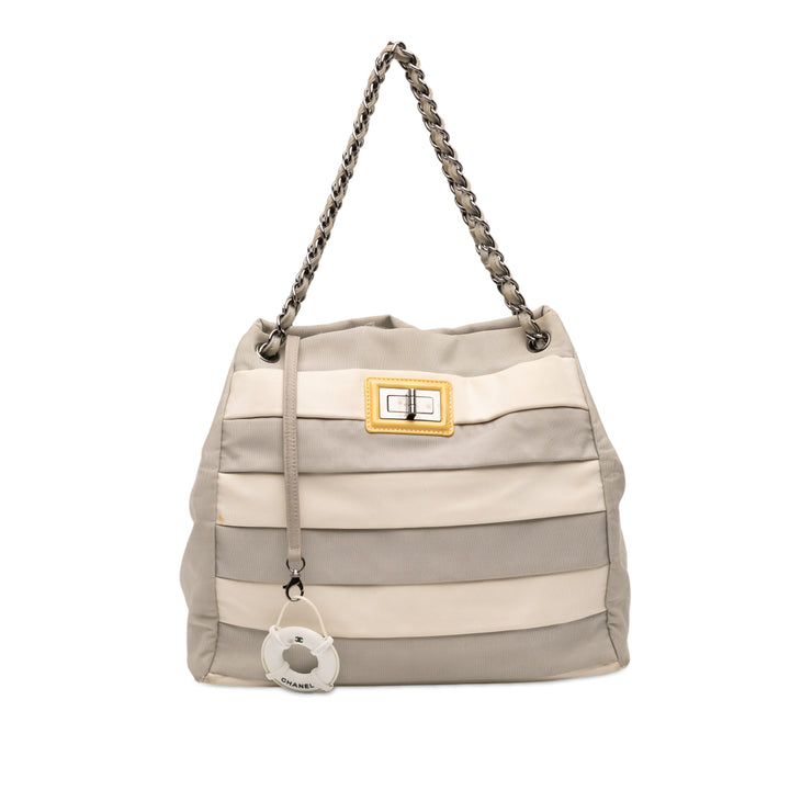 Chanel Bicolor Nylon Grosgrain Reissue 2.55 Shopping Cabas