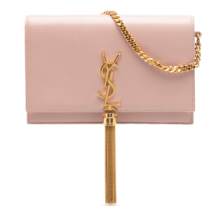 Saint Laurent Smooth Cuir de veau Monogram Kate Pompon Wallet on Chain