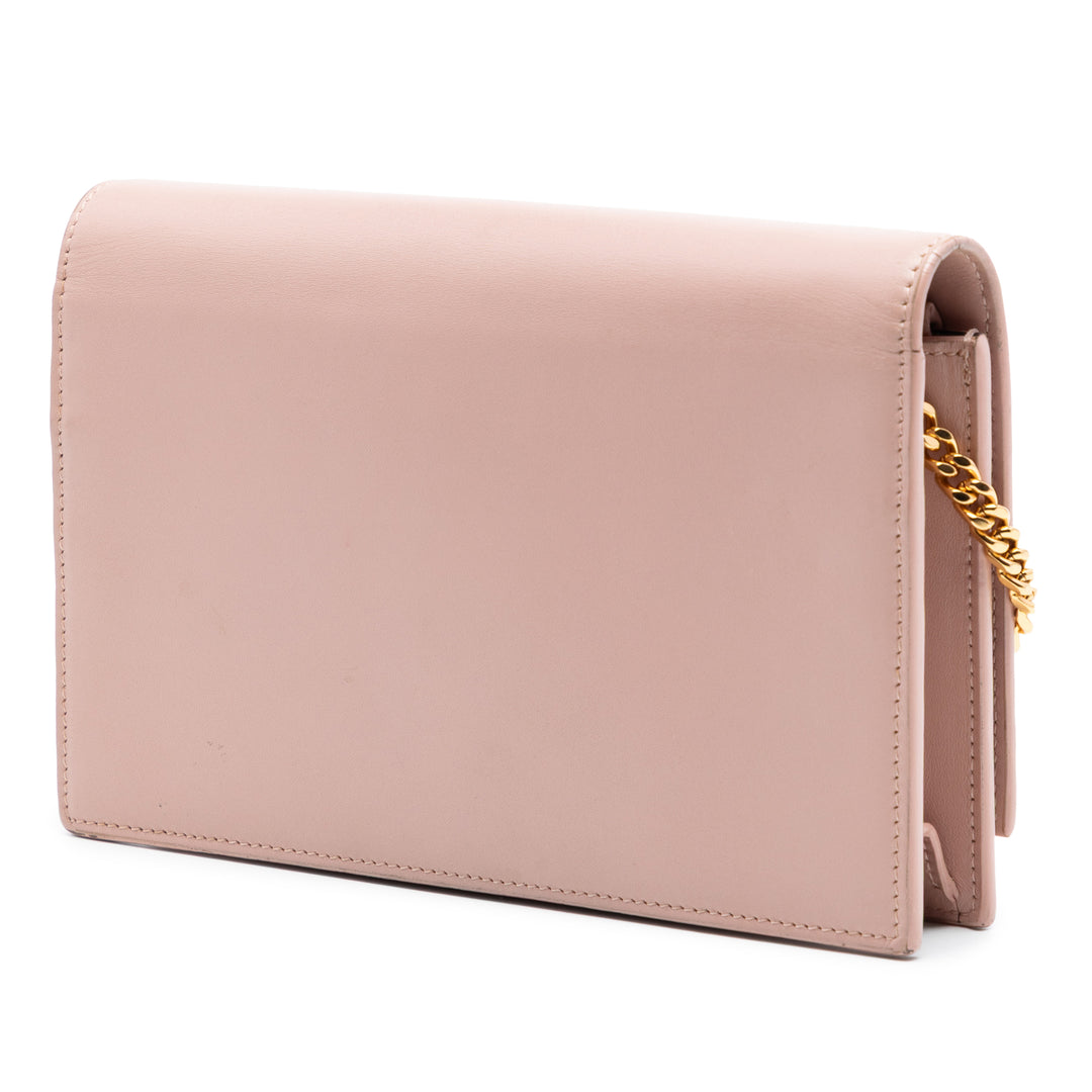 Saint Laurent Smooth Cuir de veau Monogram Kate Pompon Wallet on Chain