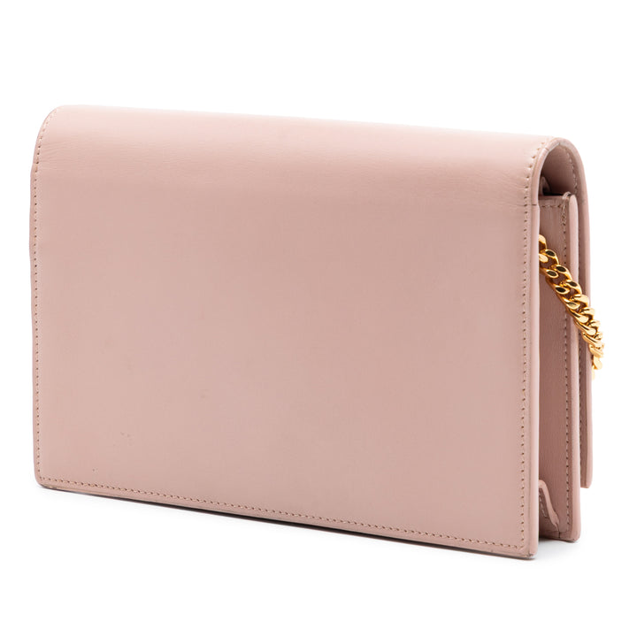 Saint Laurent Smooth Cuir de veau Monogram Kate Pompon Wallet on Chain