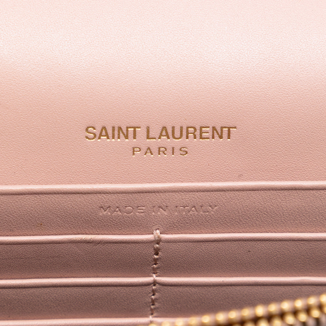 Saint Laurent Smooth Cuir de veau Monogram Kate Pompon Wallet on Chain