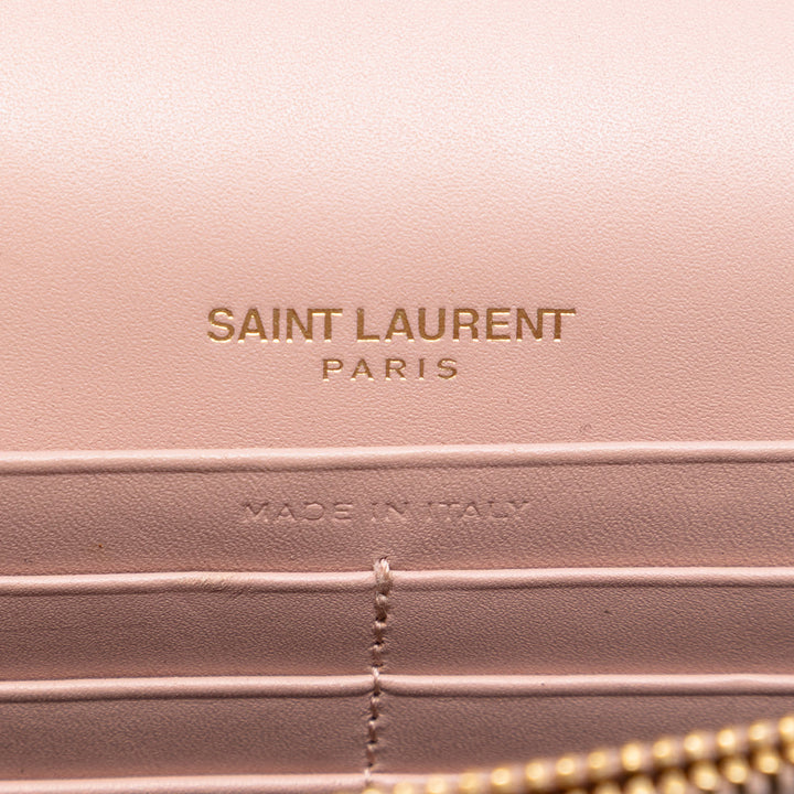 Saint Laurent Smooth Cuir de veau Monogram Kate Pompon Wallet on Chain