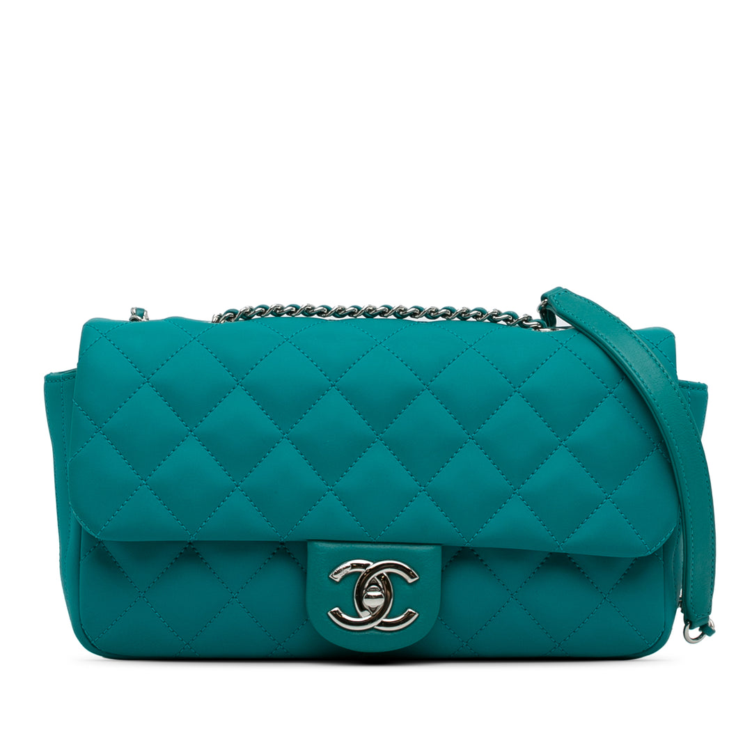 CC Quilted Calfskin Single Flap Blue - Gaby Paris