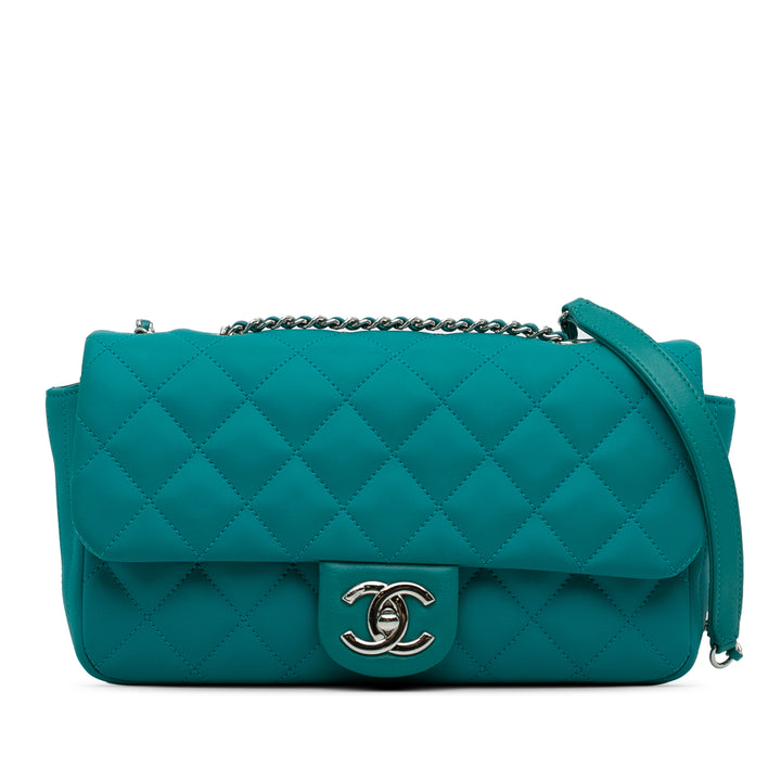 CC Quilted Calfskin Single Flap Blue - Gaby Paris