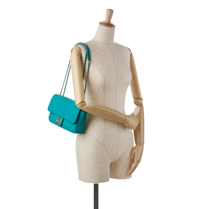 CC Quilted Calfskin Single Flap Blue - Gaby Paris