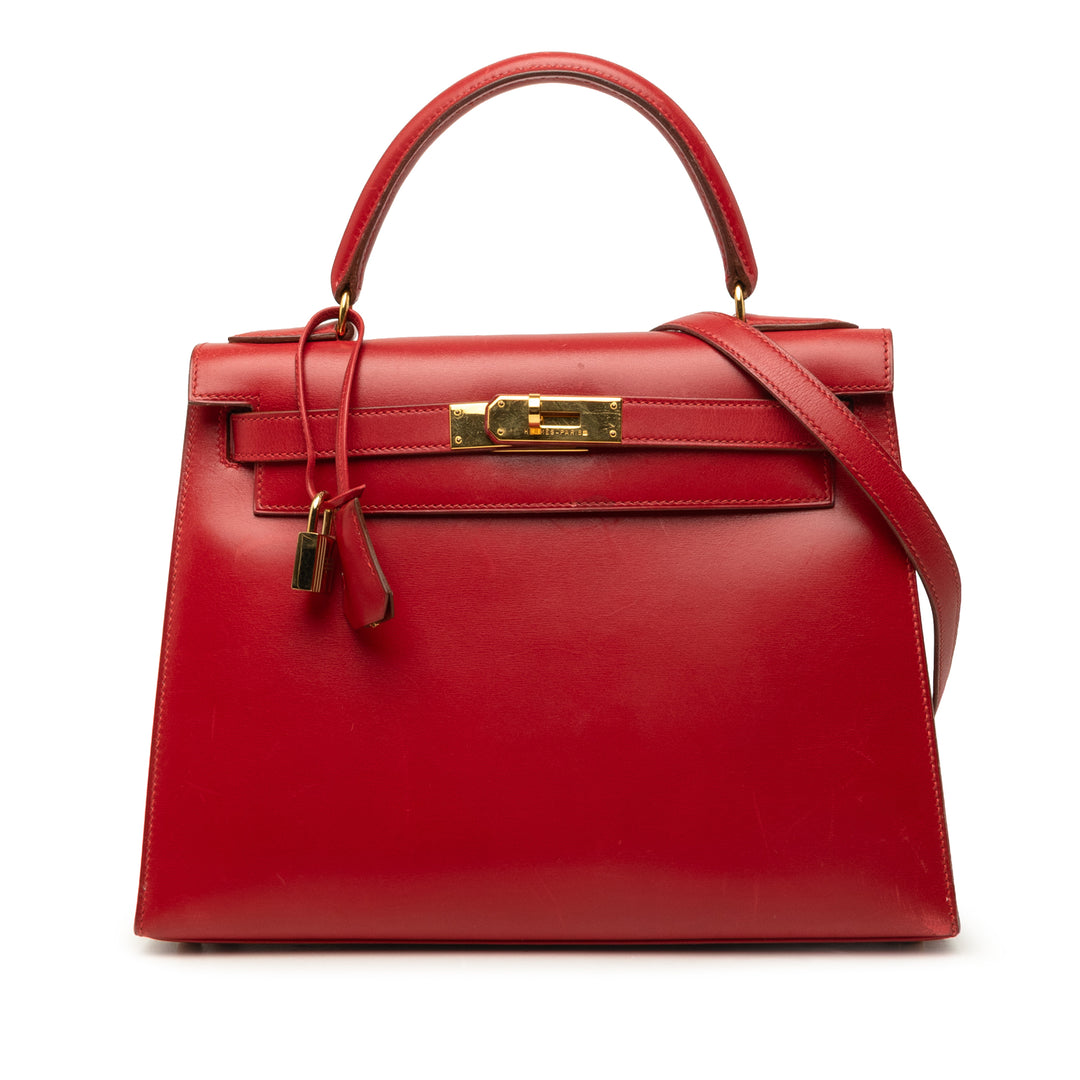 Hermès Sac à main Box Veau Kelly Sellier 28 Box Rouge – vue principale – GABY PARIS