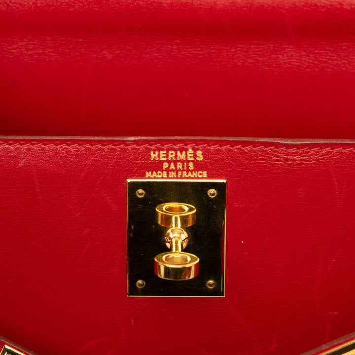 Hermès Sac à main Box Veau Kelly Sellier 28 Box Rouge – vue 5 – GABY PARIS