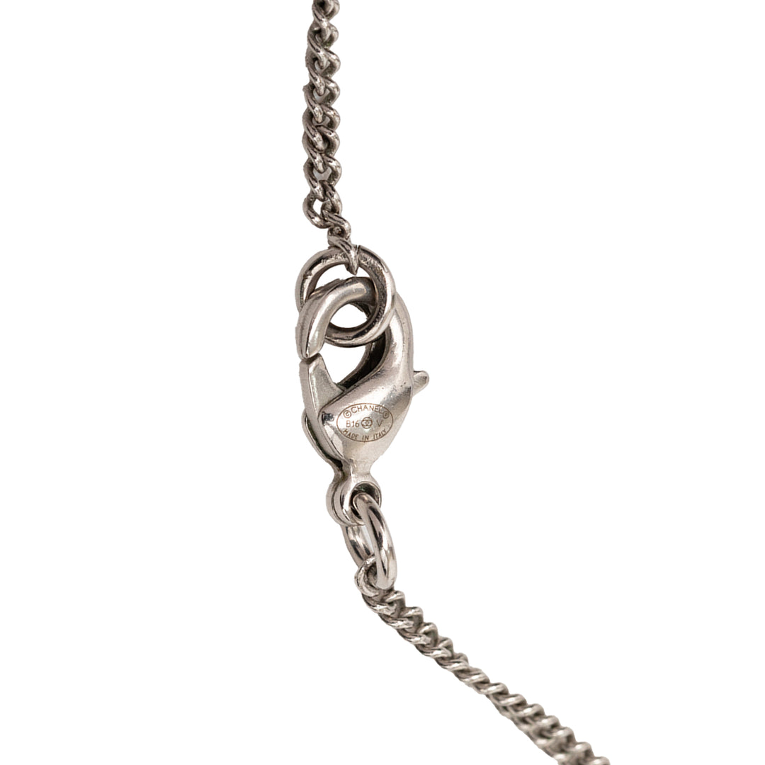 Chanel CC Brass Strass Flower Pendant Collier Métal
