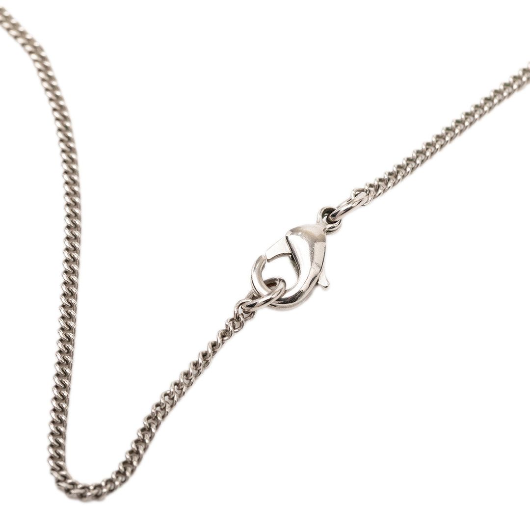 Chanel CC Brass Strass Flower Pendant Collier Métal