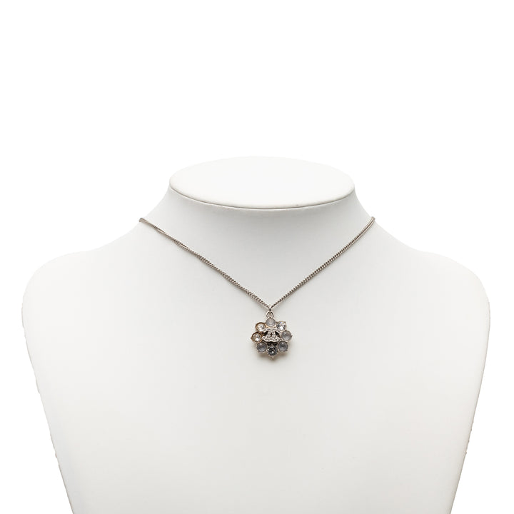 Chanel CC Brass Strass Flower Pendant Collier Métal