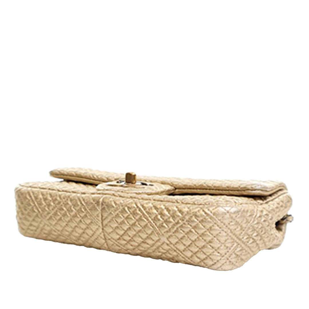 Chanel Small Micro Matelassé Metallic Cuir d'agneau Coin à rabat