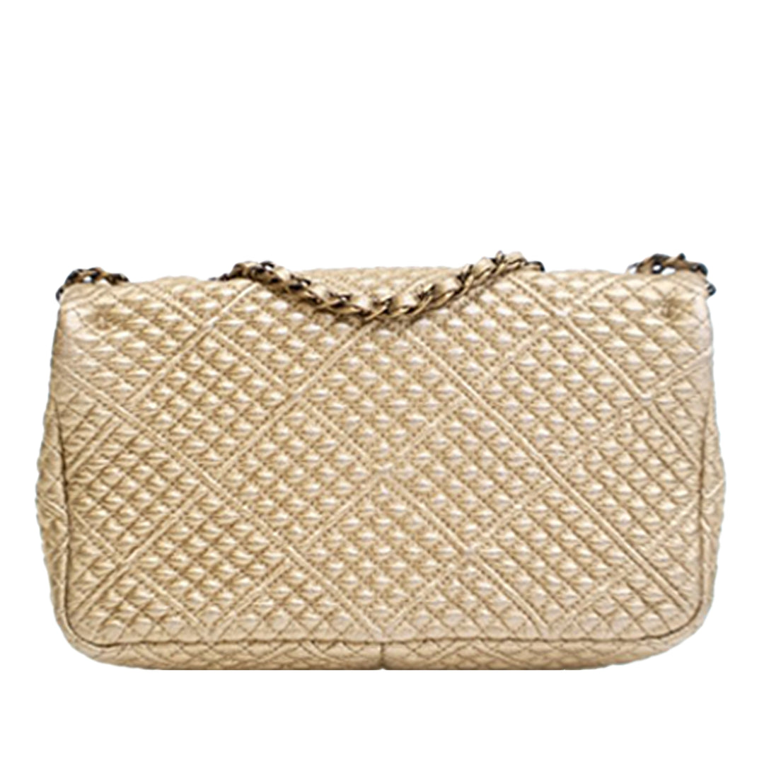 Chanel Small Micro Matelassé Metallic Cuir d'agneau Coin à rabat